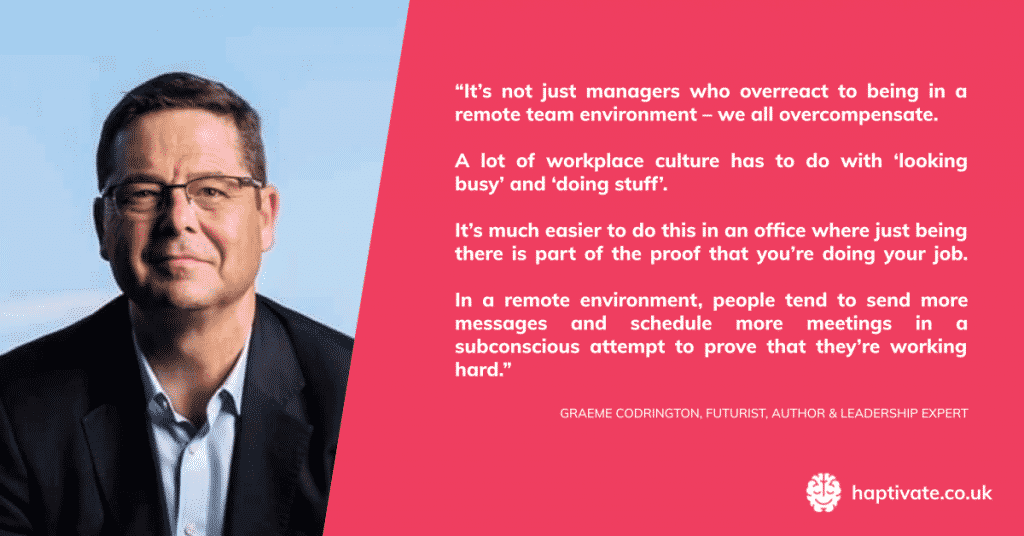 Quote from Graeme Codrington of TomorrowToday Global on the lack of productivity in office workers